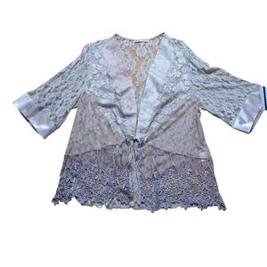 Spencer Alexis Lace Cardigan Womens 1X Champagne Excellent Sequin Rhinestone USA